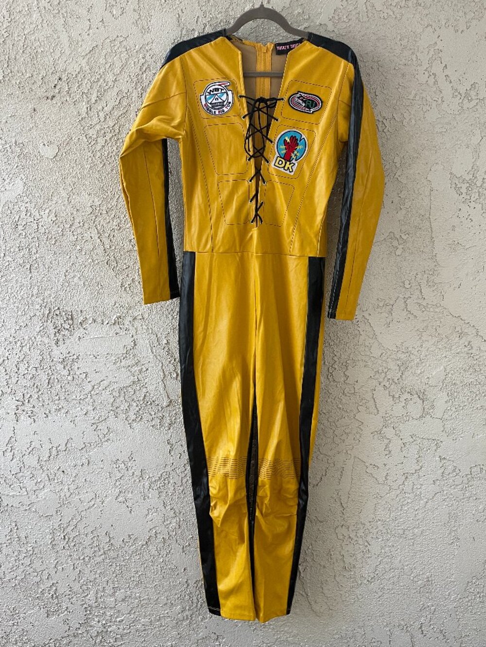 Trickz N' Treatz Womens Kill Bill Jumpsuit Yellow Faux Leather Costume Medium